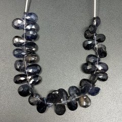 Iolite Naturale in Perline Forma Goccia Piatto Sfaccettato a Mano Foro Laterale 06-08X09-12mm
