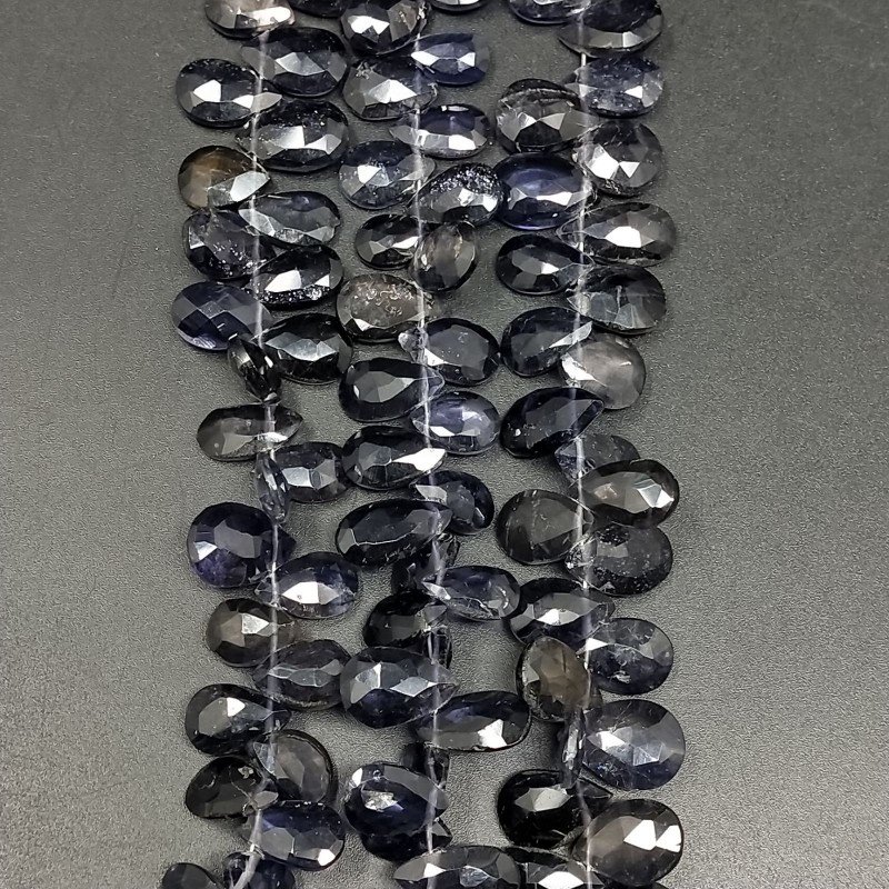 Iolite Naturale in Perline Forma Goccia Piatto Sfaccettato a Mano Foro Laterale 06-08X09-12mm