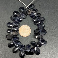 Iolite Naturale in Perline Forma Goccia Piatto Sfaccettato a Mano Foro Laterale 06-08X09-12mm