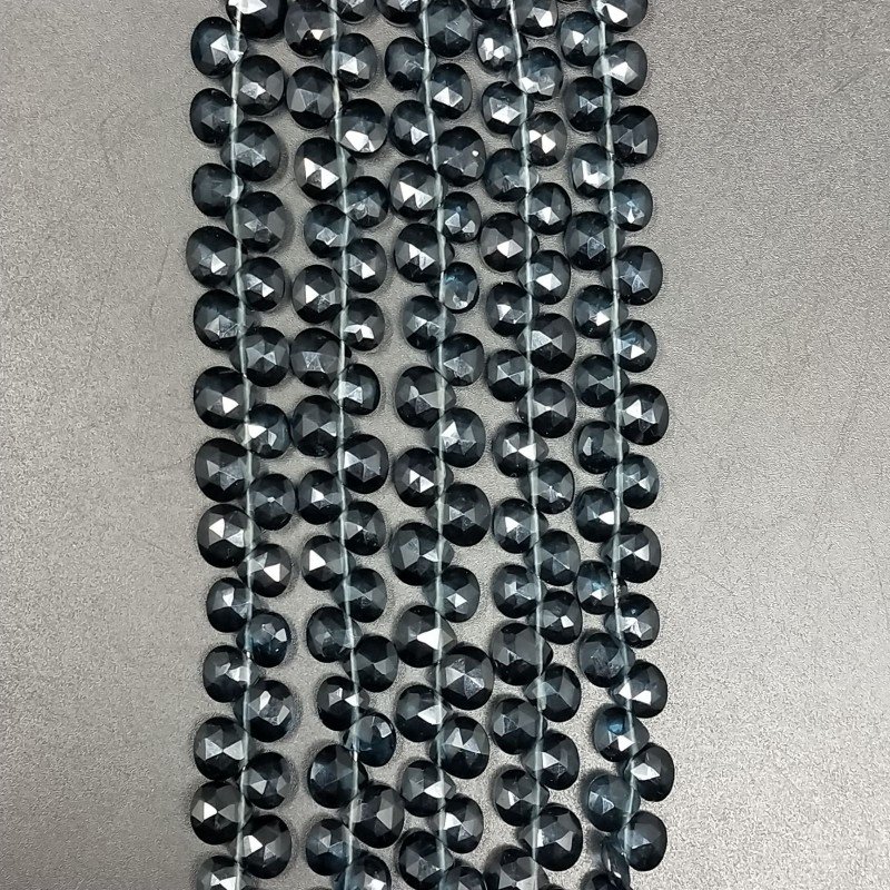 Topazio Londra Idrotermale Perline Forma Cuore Piatto Sfaccettato a Mano Foro Laterale 06mm-7mm