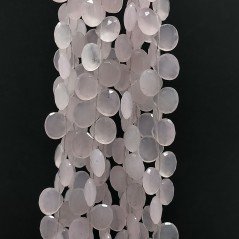 Calcedonia Rosa Perline Forma Cuore Piatto Sfaccettato a Mano Foro Laterale 10mm