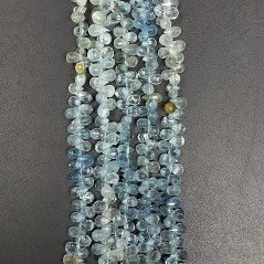 Acquamarina Naturale in Perline Forma Goccia Tondo Sfaccettato a Mano Foro Laterale Mini