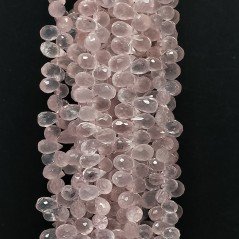 Quarzo Rosa Naturale in Perline Forma Goccia Mini Tondo Sfaccettato a Mano Foro Laterale