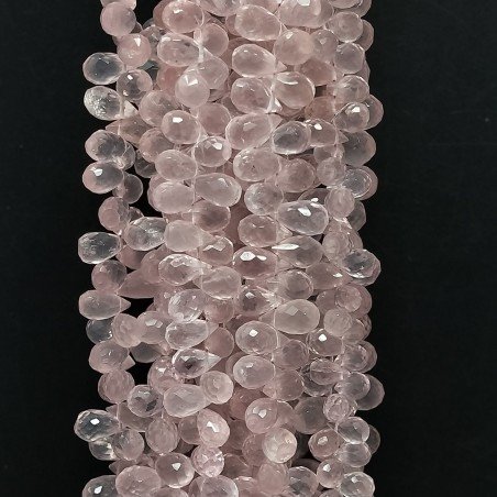 Quarzo Rosa Naturale in Perline Forma Goccia Mini Tondo Sfaccettato a Mano Foro Laterale