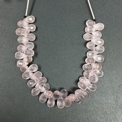 Quarzo Rosa Naturale in Perline Forma Goccia Mini Tondo Sfaccettato a Mano Foro Laterale