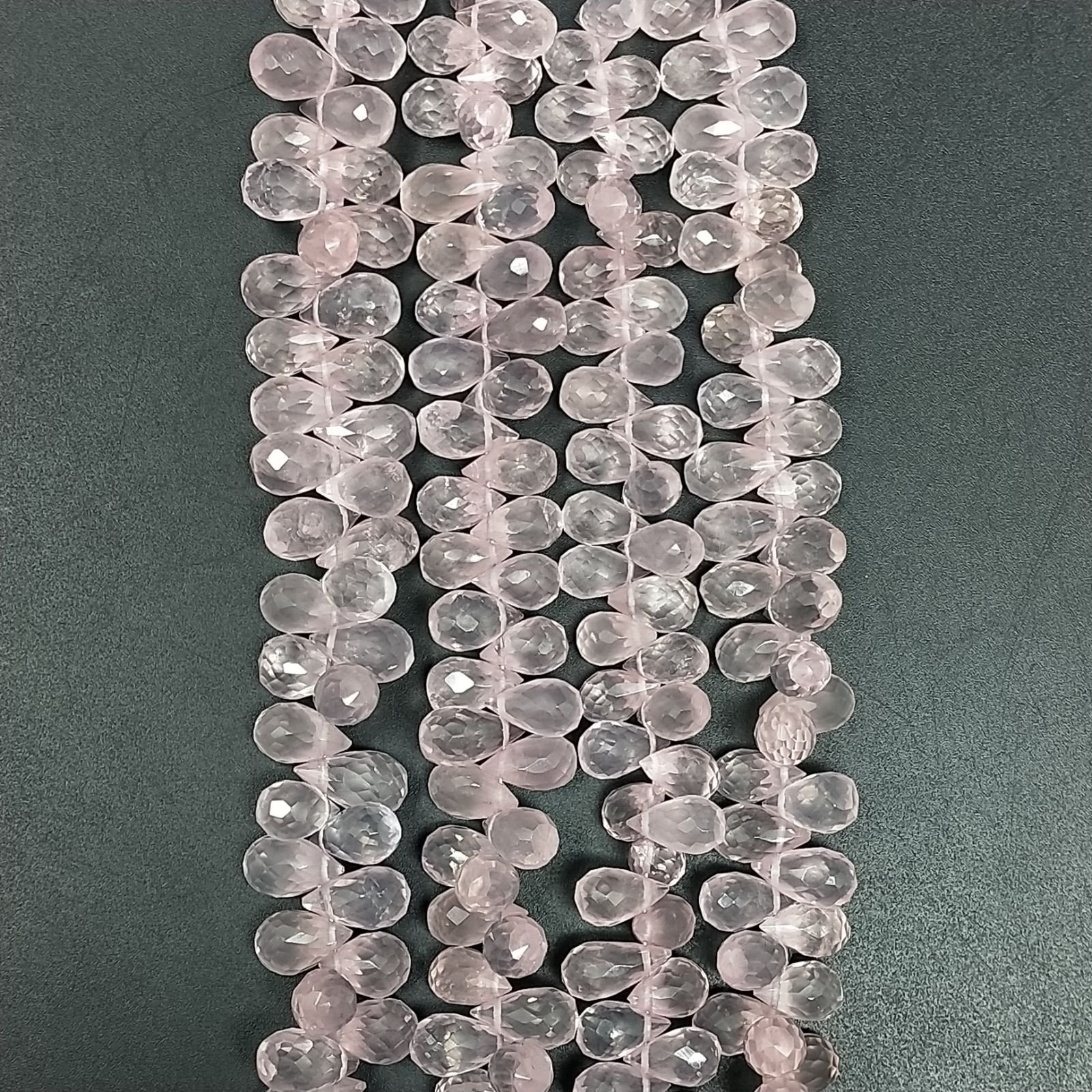 Quarzo Rosa Naturale in Perline Forma Goccia Mini Tondo Sfaccettato a Mano Foro Laterale