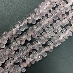 Quarzo Rosa Naturale in Perline Forma Goccia Mini Tondo Sfaccettato a Mano Foro Laterale