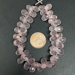 Quarzo Rosa Naturale in Perline Forma Goccia Mini Tondo Sfaccettato a Mano Foro Laterale