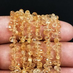 Quarzo Citrino Naturale in Perline Forma Goccia Tondo Sfaccettato a Mano Foro Laterale