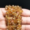 Quarzo Miele Naturale in Perline Forma Goccia Tondo Sfaccettato a Mano Foro Laterale
