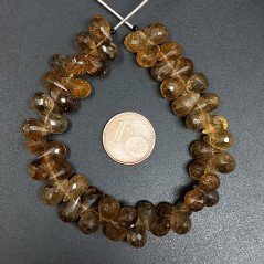 Quarzo Miele Naturale in Perline Forma Goccia Tondo Sfaccettato a Mano Foro Laterale