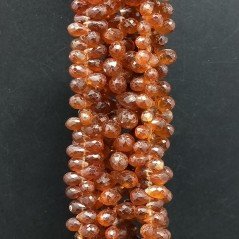 Hessonite Naturale in Perline Forma Goccia Tondo Sfaccettato a Mano Foro Laterale