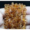 Quarzo Citrino Madiera Naturale in Perline Forma Goccia Tondo Sfaccettato a Mano Foro Laterale
