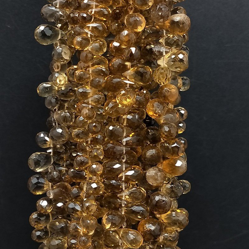 Quarzo Birra Naturale in Perline Forma Goccia Tondo Sfaccettato a Mano Foro Laterale Quarzo Birra Naturale in Perline Forma Goccia Tondo Sfaccettato a Mano Foro Laterale