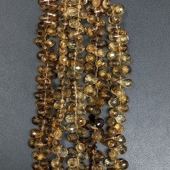 Quarzo Birra Naturale in Perline Forma Goccia Tondo Sfaccettato a Mano Foro Laterale Quarzo Birra Naturale in Perline Forma Goccia Tondo Sfaccettato a Mano Foro Laterale