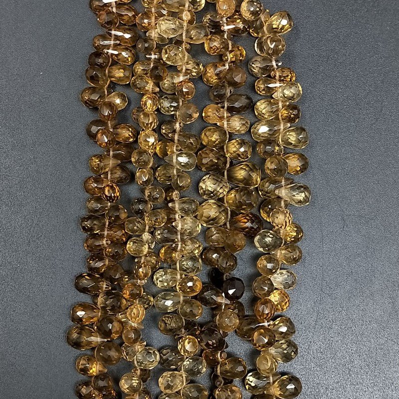 Quarzo Birra Naturale in Perline Forma Goccia Tondo Sfaccettato a Mano Foro Laterale Quarzo Birra Naturale in Perline Forma Goccia Tondo Sfaccettato a Mano Foro Laterale