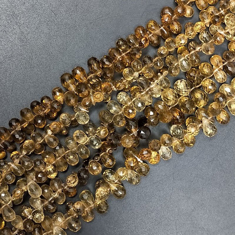 Quarzo Birra Naturale in Perline Forma Goccia Tondo Sfaccettato a Mano Foro Laterale Quarzo Birra Naturale in Perline Forma Goccia Tondo Sfaccettato a Mano Foro Laterale