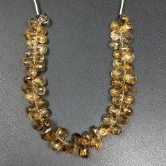 Quarzo Birra Naturale in Perline Forma Goccia Tondo Sfaccettato a Mano Foro Laterale Quarzo Birra Naturale in Perline Forma Goccia Tondo Sfaccettato a Mano Foro Laterale