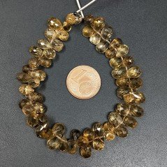 Quarzo Birra Naturale in Perline Forma Goccia Tondo Sfaccettato a Mano Foro Laterale Quarzo Birra Naturale in Perline Forma Goccia Tondo Sfaccettato a Mano Foro Laterale