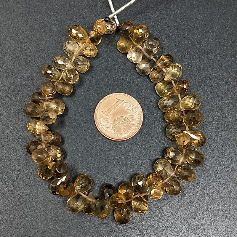 Quarzo Birra Naturale in Perline Forma Goccia Tondo Sfaccettato a Mano Foro Laterale Quarzo Birra Naturale in Perline Forma Goccia Tondo Sfaccettato a Mano Foro Laterale