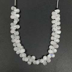 Labradorite bianca Naturale in Perline Forma Goccia Tondo Sfaccettato a Mano Foro Laterale