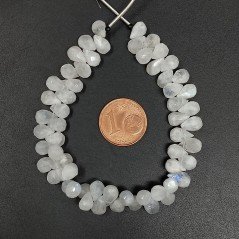 Labradorite bianca Naturale in Perline Forma Goccia Tondo Sfaccettato a Mano Foro Laterale