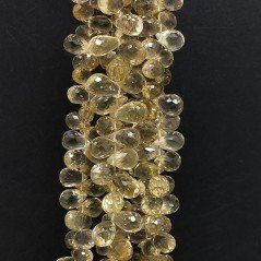 Quarzo Whisky Naturale in Perline Forma Goccia Tondo Sfaccettato a Mano Foro Laterale