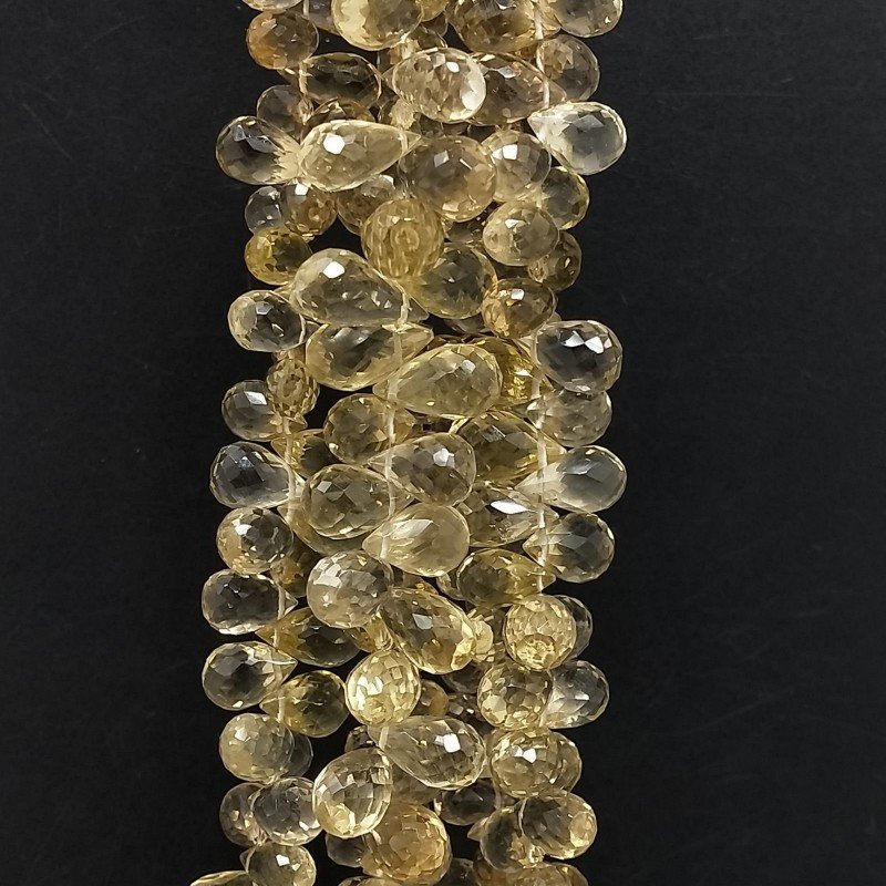 Quarzo Whisky Naturale in Perline Forma Goccia Tondo Sfaccettato a Mano Foro Laterale