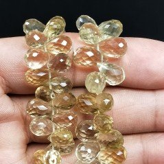 Quarzo Whisky Naturale in Perline Forma Goccia Tondo Sfaccettato a Mano Foro Laterale