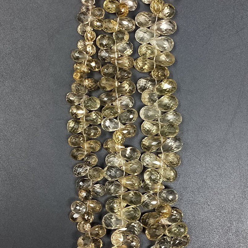 Quarzo Whisky Naturale in Perline Forma Goccia Tondo Sfaccettato a Mano Foro Laterale