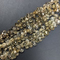 Quarzo Whisky Naturale in Perline Forma Goccia Tondo Sfaccettato a Mano Foro Laterale