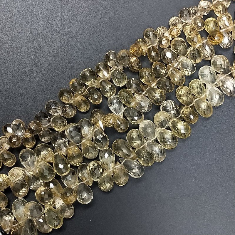 Quarzo Whisky Naturale in Perline Forma Goccia Tondo Sfaccettato a Mano Foro Laterale