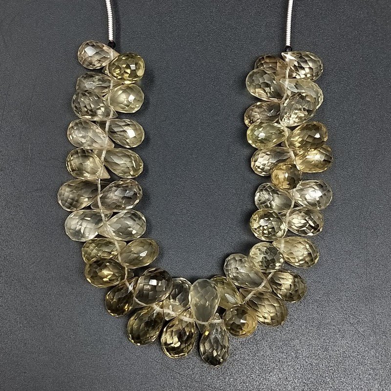 Quarzo Whisky Naturale in Perline Forma Goccia Tondo Sfaccettato a Mano Foro Laterale