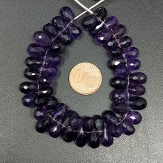 Ametista Naturale in Perline Forma Goccia Tondo Sfaccettato a Mano Foro Laterale