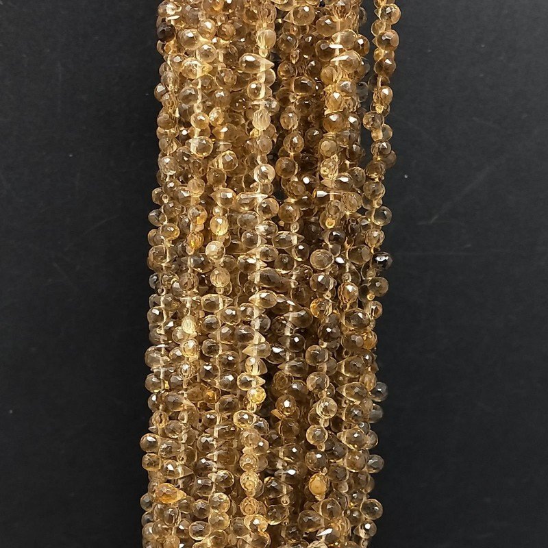 Quarzo Birra Naturale in Perline Forma Goccia Mini Tondo Sfaccettato a Mano Foro Laterale 06X04mm