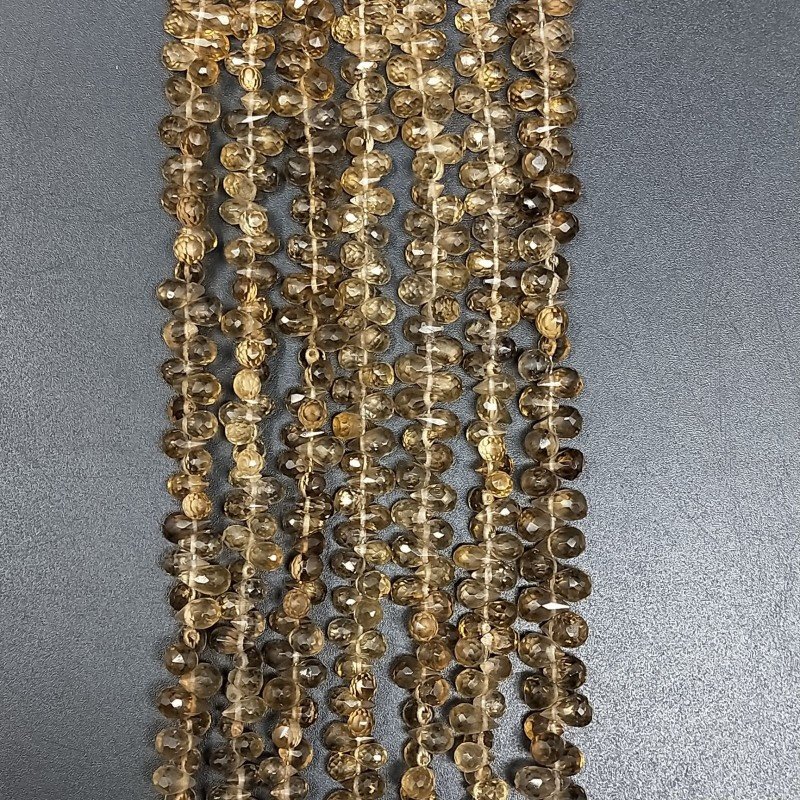 Quarzo Birra Naturale in Perline Forma Goccia Mini Tondo Sfaccettato a Mano Foro Laterale 06X04mm