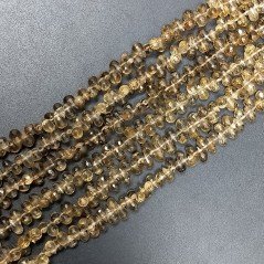 Quarzo Birra Naturale in Perline Forma Goccia Mini Tondo Sfaccettato a Mano Foro Laterale 06X04mm