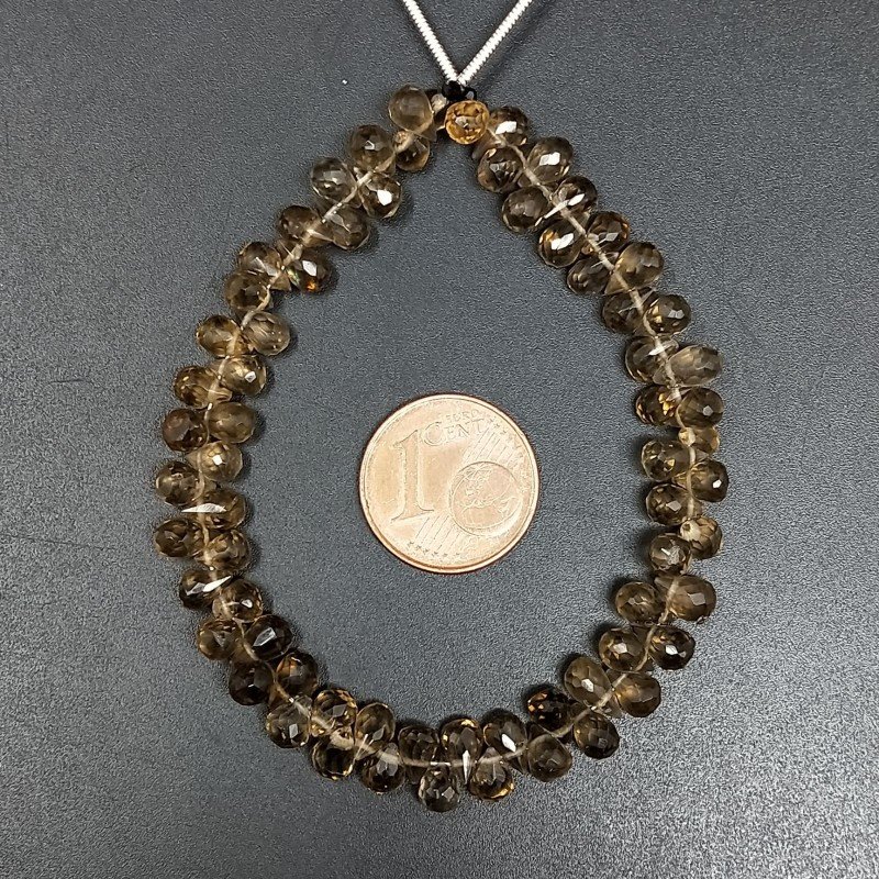 Quarzo Birra Naturale in Perline Forma Goccia Mini Tondo Sfaccettato a Mano Foro Laterale 06X04mm