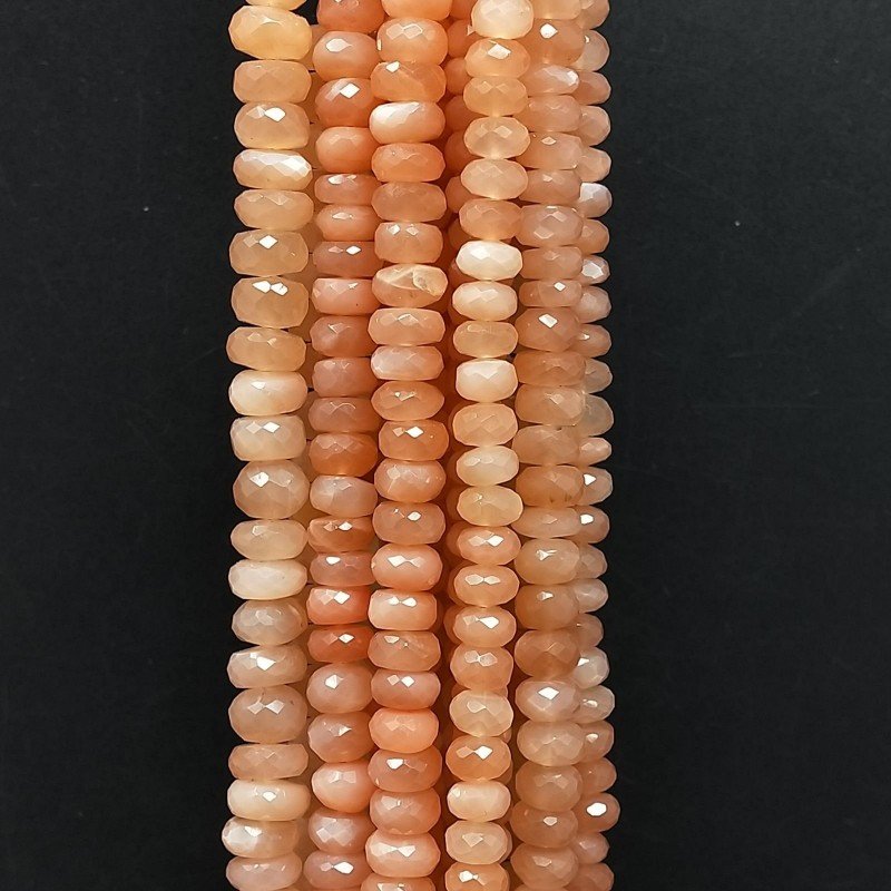 Pietra Di Luna Crema Naturale in Perline Forma Rondelle Sfaccettato a Mano Foro Passante 07-10mm