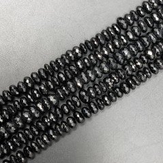 Spinello Nero Naturale in Perline Forma Rondelle Sfaccettato a Mano Foro Passante 08-12mm