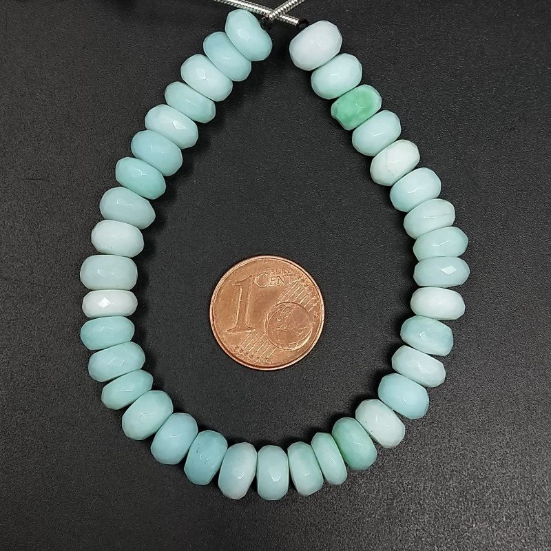 Opale Azzurro Celeste Naturale in Perline Forma Rondelle Sfaccettato a Mano Foro Passante 06-10mm