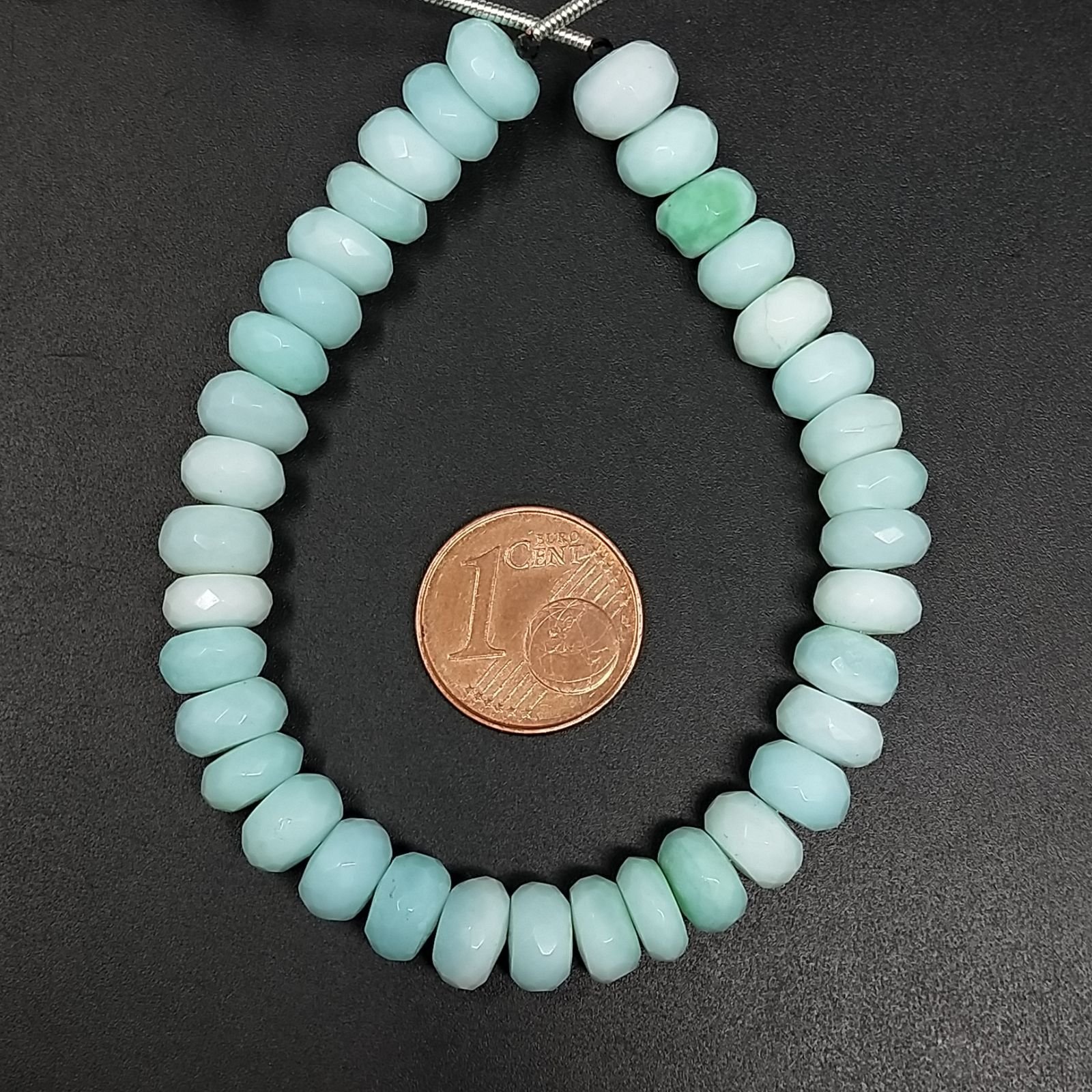 Opale Azzurro Celeste Naturale in Perline Forma Rondelle Sfaccettato a Mano Foro Passante 06-10mm