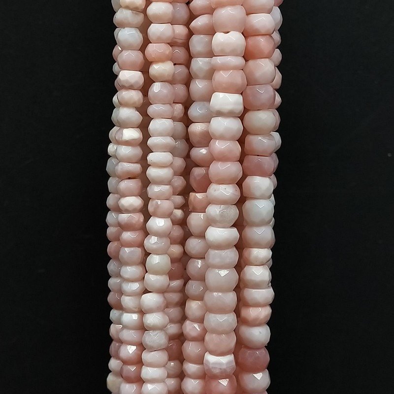 Opale Rosa Naturale in Perline Forma Rondelle Sfaccettato a Mano Foro Passante 07-08mm