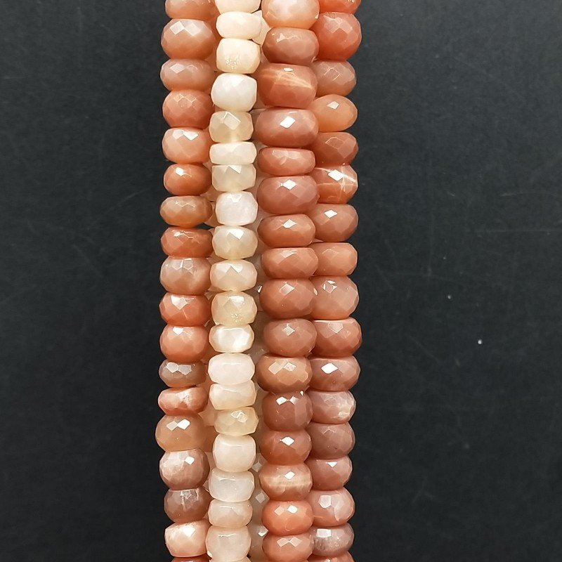 Pietra Di Luna Marrone Naturale in Perline Forma Rondelle Sfaccettato a Mano Foro Passante 04mm-08mm
