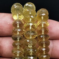 Quarzo Limone Idrotermale in Perline Forma Rondelle Sfaccettato a Mano Foro Passante 09-11mm