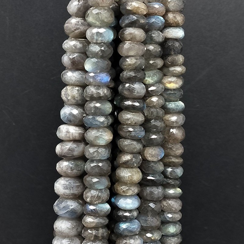 Labradorite Naturale in Perline Forma Rondelle Sfaccettato a Mano Foro Passante 07-12mm