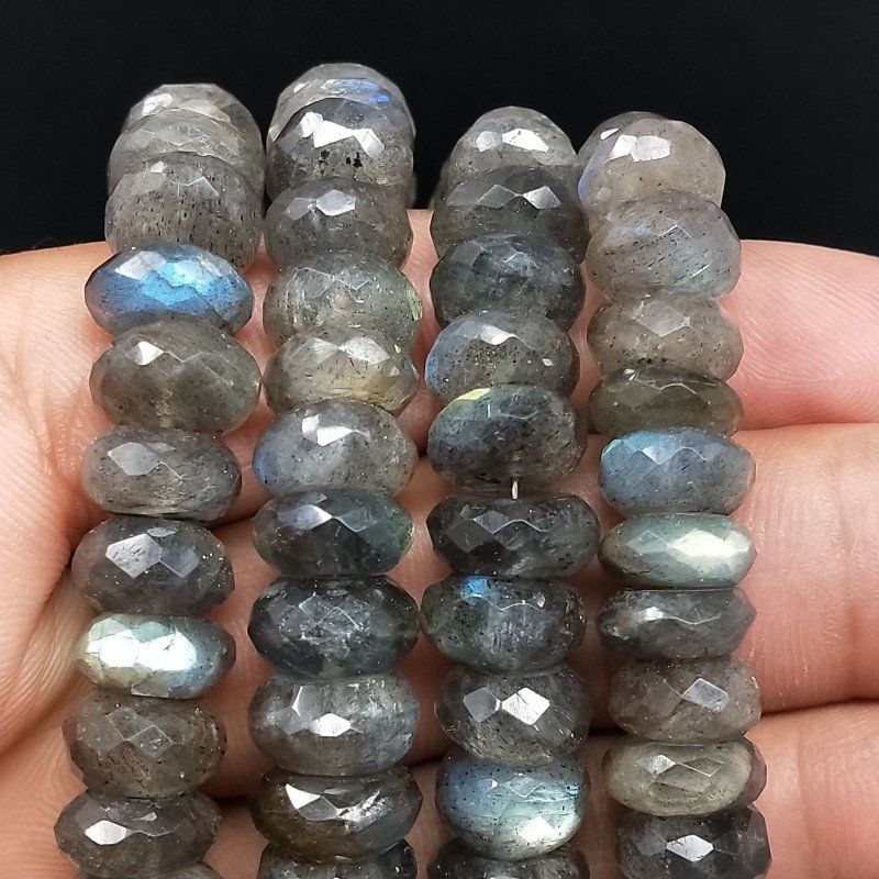 Labradorite Naturale in Perline Forma Rondelle Sfaccettato a Mano Foro Passante 07-12mm