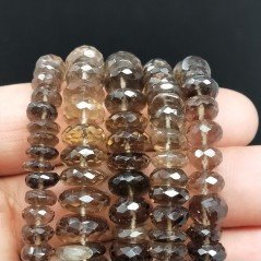 Quarzo Fume Naturale in Perline Forma Rondelle Sfaccettato a Mano Foro Passante