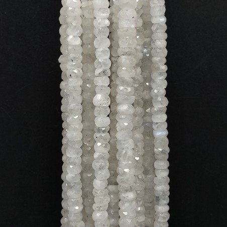 Labradorite Bianca Naturale in Perline Forma Rondelle Sfaccettato a Mano Foro Passante