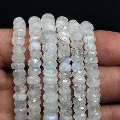 Labradorite Bianca Naturale in Perline Forma Rondelle Sfaccettato a Mano Foro Passante